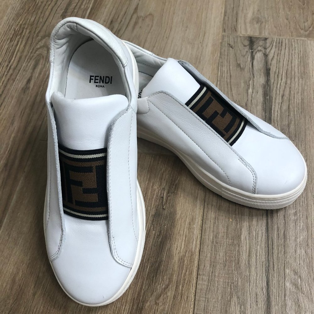 Fendi Women's Slip-On Leather Sneakers - White